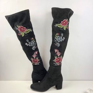 Impo Faux Suede Over the Knee Embroidered Boots *
